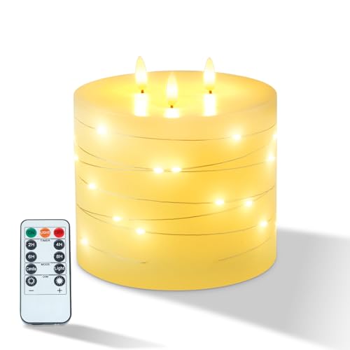 3 Wick Extra Large Flameless Candles with Timer Remote
