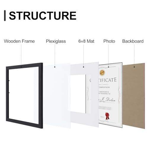 8.5x11 Picture Frames Set of 9 for Wall Mount or Tabletop (9 Count)