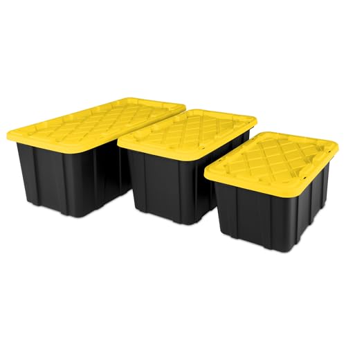 Industrial Storage Tote with Lids for Garage (12 Count)