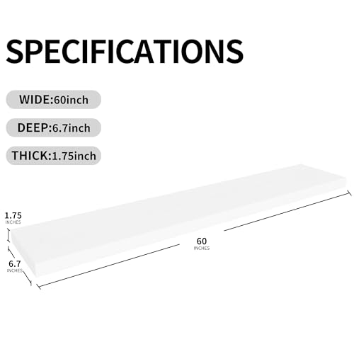 Wood Floating Shelves for Wall 60 inch Set of 2 (2 Count)