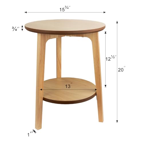 2 Tier Round Coffee Table Wood Nesting Side Table