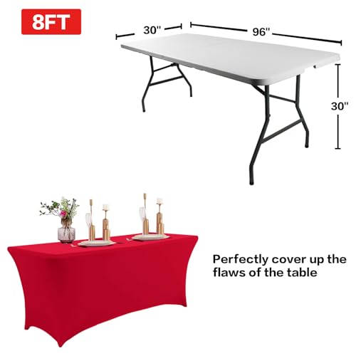 6FT Table Cloth for Rectangular Spandex Red Table Cover