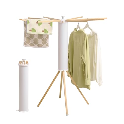 Foldable Clothes Drying Rack with Wooden 12 Rods