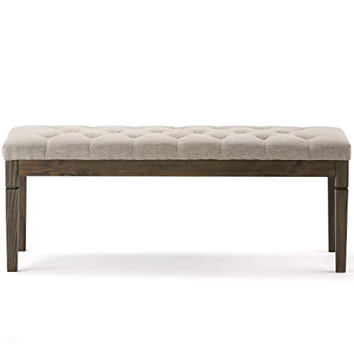 Waverly 48" Wide Linen Look Rectangle Ottoman in Natural