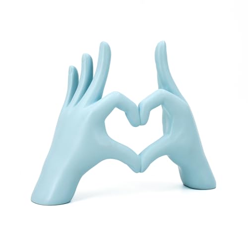 Blue Heart Hands Sculpture Decor