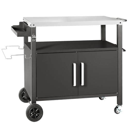 Dining Cart Table with Big Storage Cabinet