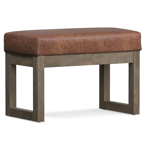 Milltown 27" Wide Vegan Leather Ottoman in Saddle Brown