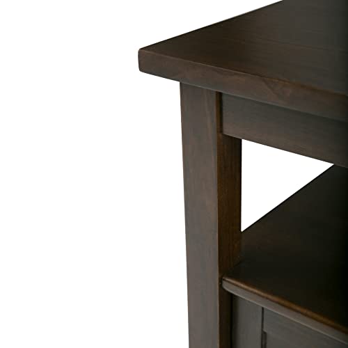 Warm Shaker 20" Wide Solid Wood End Table in Brunette Brown
