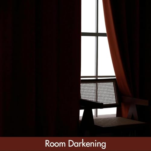 Fall Burnt Orange Blackout Velvet Curtains 108 Inch Long 52"x108" (2 Count)