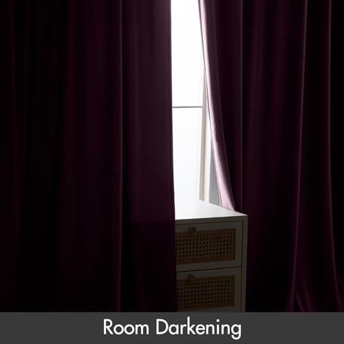 Purple Orchid Blackout Velvet Curtains Drapes 108 Inch Long 52"x108" (2 Count)