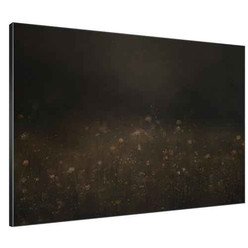 46"x60" Extra Large Framed Wall Art Dark Floral Meadow Moody Wildflower Field in Deep Earthy Tones Illustration for Home Living Room Bedroom Decor