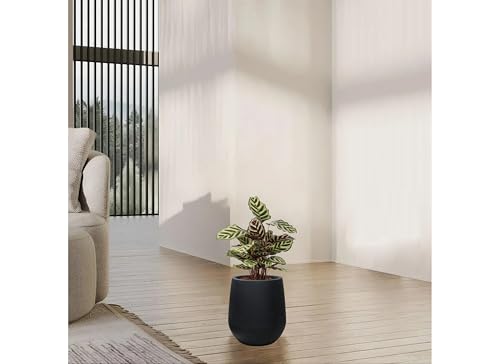 11.8" H Plastic Matte textured Black Planters with Drainage Holes and Plug