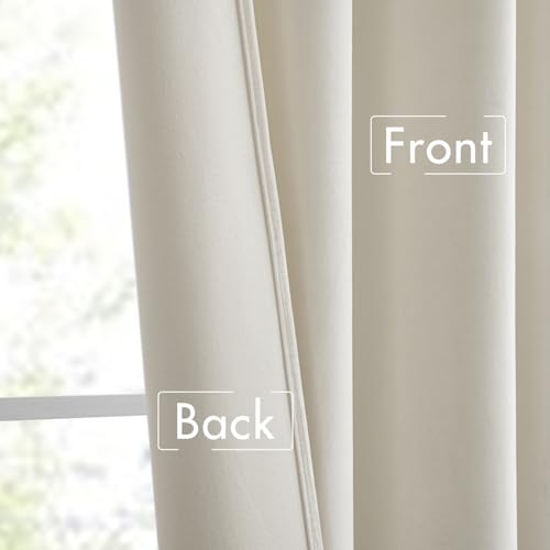 Ivory White Velvet Pinch Pleat Blackout Curtains W52 X L84 Inches