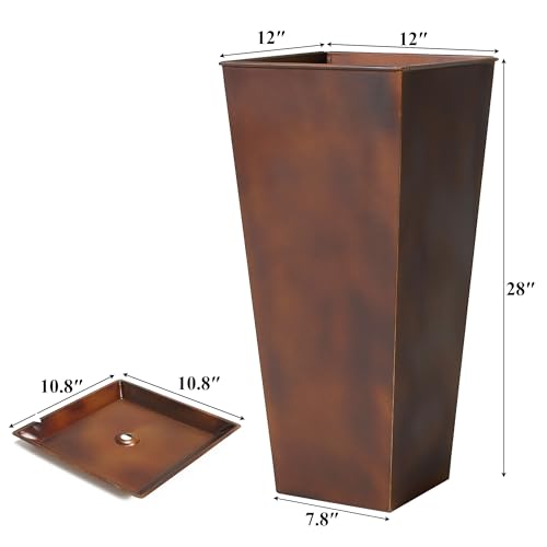 Garden 12" Dia x 28" H Large Metal Planter Set of 2 (2 Count)