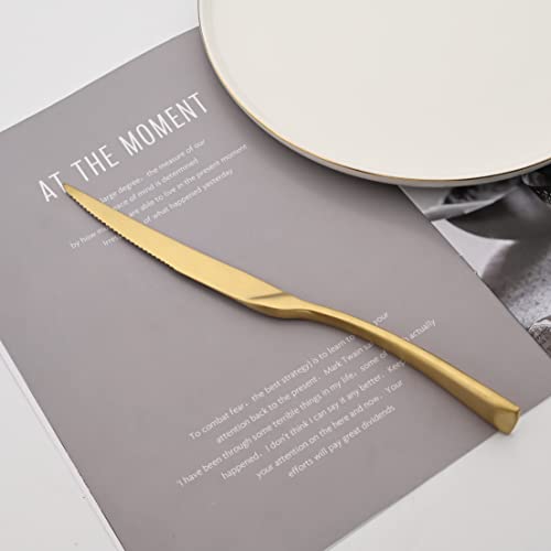 Luxury 18 10 Stainless Steel Matte Champagne gold Cutlery Flatware Set