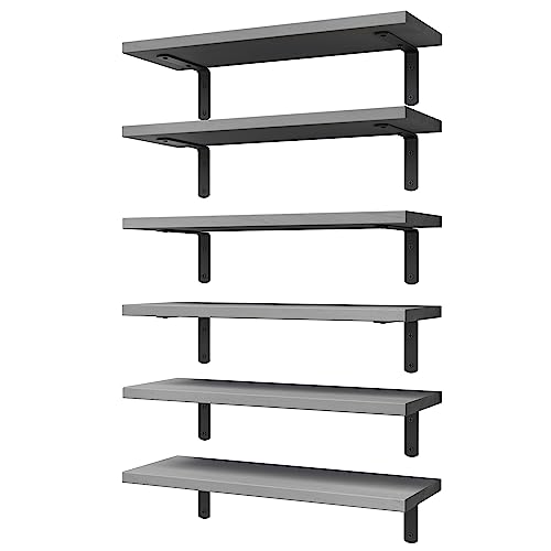 Floating Shelves Set of 6 for Wall Decor & Storage (6 Count)