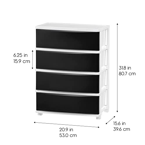 4 Drawer Wide Plastic Drawer Organizer