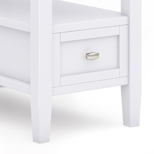 Warm Shaker 14" Wide Solid Wood Square End Table in White