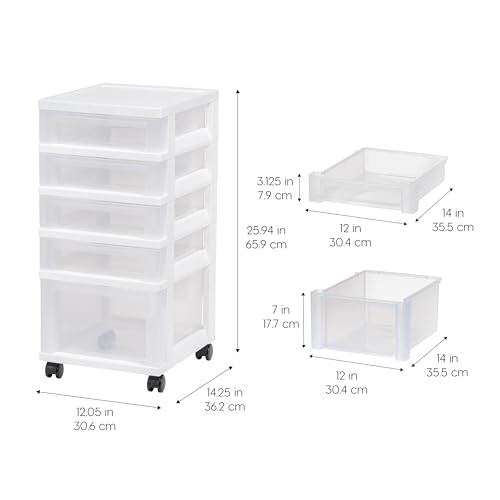 5 Drawer Rolling Storage Cart with Organizer Top
