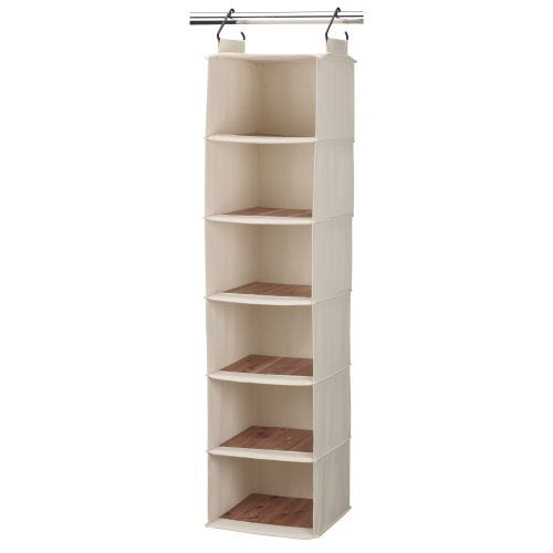 Cedarline 6‑Shelf Hanging Closet Organizer in Heavy‑Duty Cotton Canvas