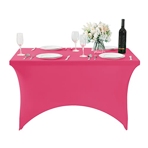 Spandex Table Cover for 4FT or 6ft or 8ft Table Universal Fitted Stretch Tablecloth for Party