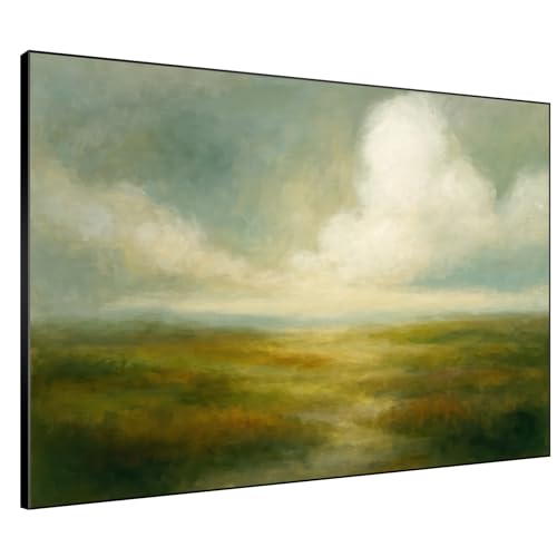 36"x46" Extra Large Framed Wall Art Soft Pastel Hills Dreamy Landscape Illustration for Home Living Room Bedroom Decor