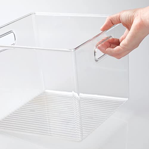 Plastic Modern Storage Organizer Bin Basket with Handles for Bathroom Organization