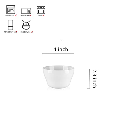 Ceramic Small Bowls Dessert Bowls 8oz Bouillon Cups for Dessert Soup Dipping Sauce Coffee Cupping Microwave and Dishwasher Safe (6 Count)