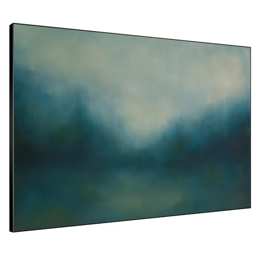 46"x60" Extra Large Framed Wall Art Misty Blue Landscape Abstract Ocean and Sky Illustration for Home Living Room Bedroom Decor