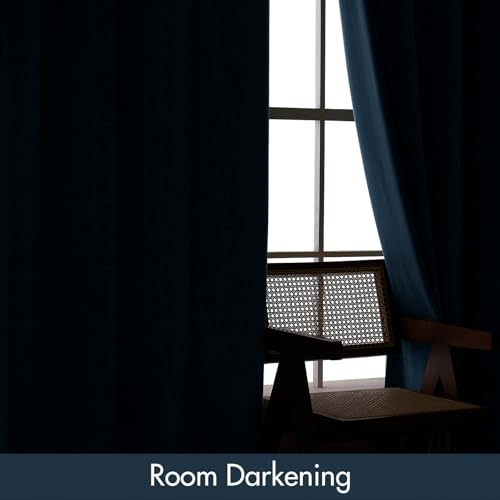 Dark Slate Blackout Velvet Curtains Drapes 96 Inch Long 52"x96" (2 Count)