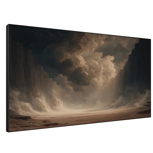 46"x72" Extra Large Framed Wall Art Dramatic Canyon Storm Cloudscape Illustration for Home Living Room Bedroom Decor