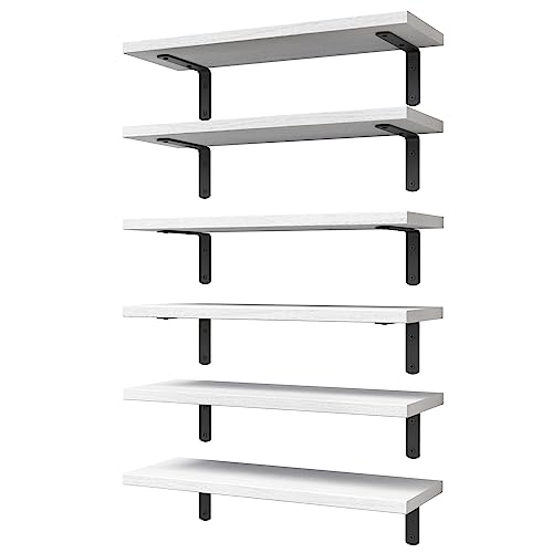 Floating Shelves Set of 6 for Wall Decor & Storage (6 Count)