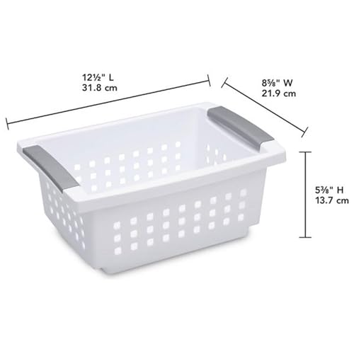16608008 Small Stacking Basket with Vertical Stacking Functionality and Titanium Accents for Organization in Home or Office (16 Count)