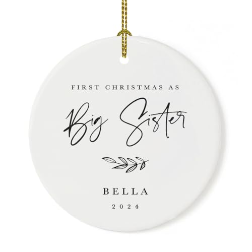 Personalized Sibling Round Ceramic Porcelain Christmas Tree Ornament Keepsake Collectible Gift