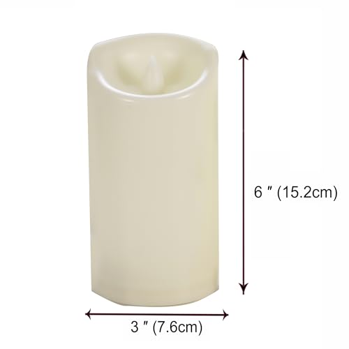 Waterproof Outdoor Battery Operated Flameless Candles with Timer Flickering Plastic Resin Electric LED Pillar Lights for Lantern Patio Garden Wedding Party Decorations 3x6 Inches 3 Pack (3 Count)
