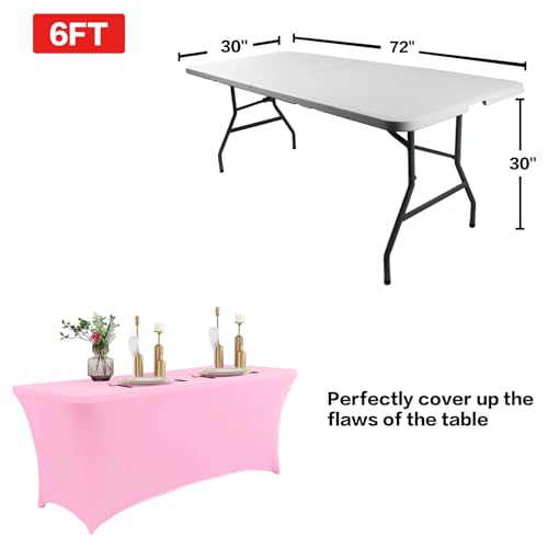 8FT Table Cloth for Rectangular Spandex Pink Table Cover