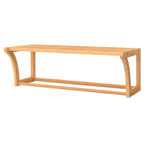 Bamboo Wall Shelf with Towel Bar