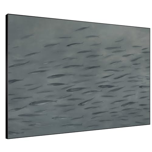60"x72" Extra Large Framed Wall Art Gray School of Fish Minimalist Ocean