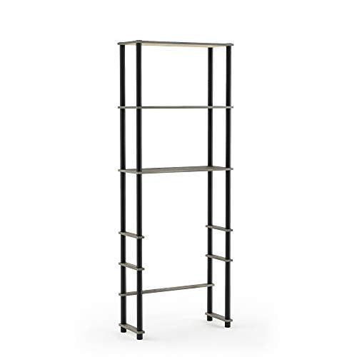 Turn-N-Tube with 3 Shelves Toilet Space Saver, French Oak Grey/Black