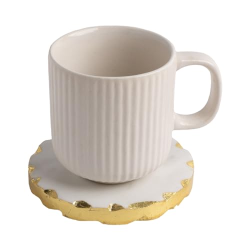 Set of 6 Real Marble Coasters with Golden Borders (25 Count)