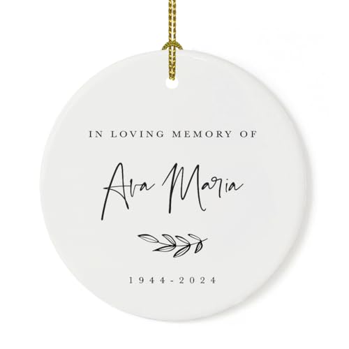 Personalized Round Ceramic Porcelain Christmas Ornament Keepsake Collectible Beareavement Memorial Gift