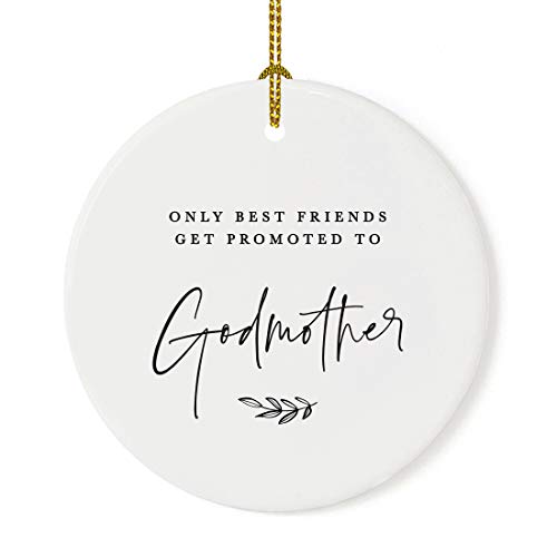 Round Ceramic Porcelain Christmas Ornament Collectible Godmother Gift