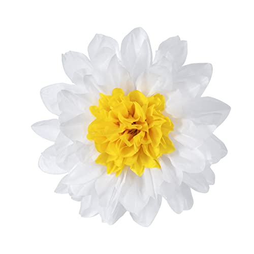 Daisy Flower Party Decorations White Tissue Pom Poms for Classroom Baby Shower Wedding Birthday Party Backdrop Home Decoration (18 Count)