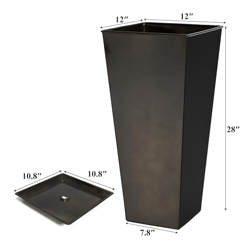 Garden 28" Large Metal Glazed Planter Set of 2 (2 Count)