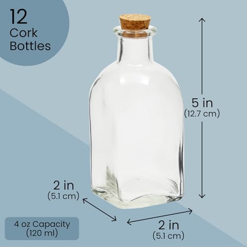 12 Pack Mini Glass Bottles with Cork Lids (12 Count)