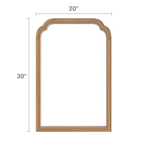 Wood Frame Wall Mirror Rounded Corner Arch Rectangle Mirror for Entryway