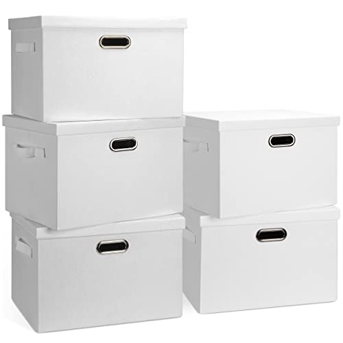 Large 17" 36 Quart Collapsible Stackable Storage Bins with Lids (5 Count)