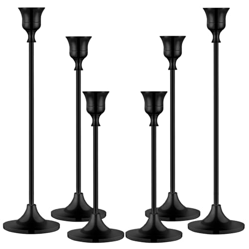 Metal Candle Holders for Candlesticks Taper Candlestick Holders Set Vintage Decorative Centerpiece Candelabra Tall Candle Stands (6 Count)