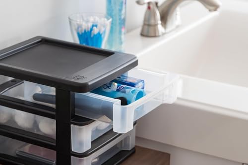 2-Pack, 3-Drawer Small Plastic Stacking Desktop Organizer, Black (2 Count)