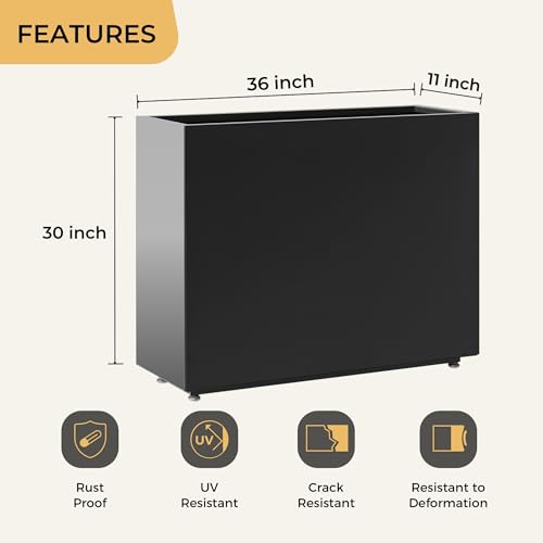 30" Tall Black Metal Planter with Middle Shelf